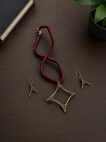 Nila Copper Pendant & Earring set