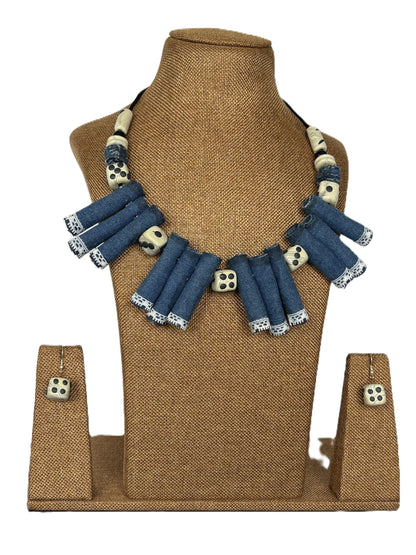 Rosalie Denim Necklace & Earrings set