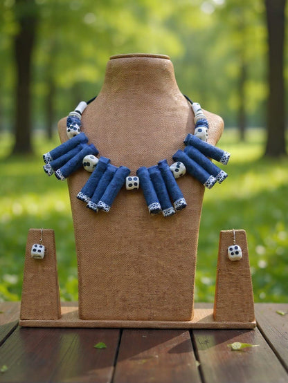 Rosalie Denim Necklace & Earrings set