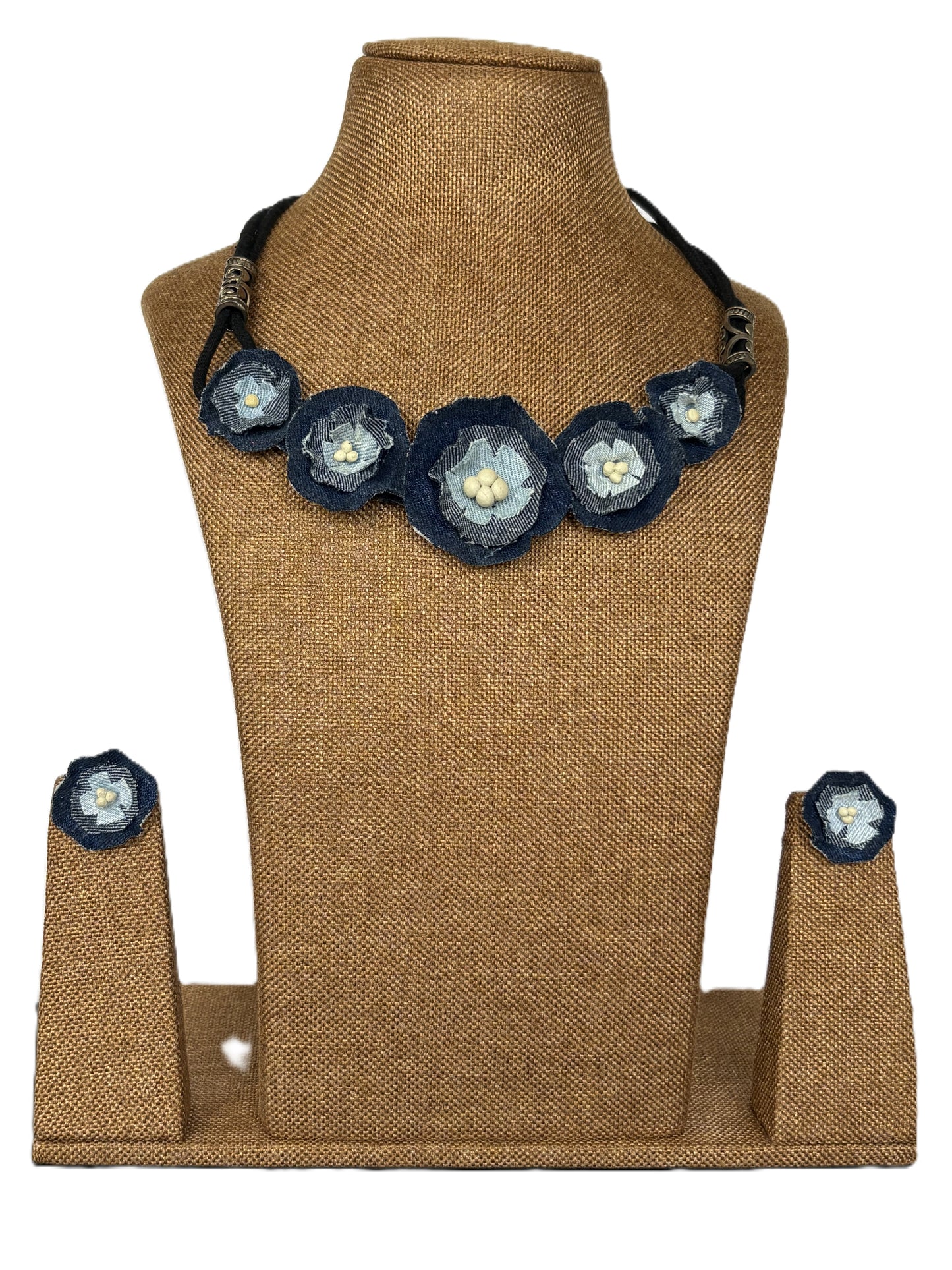Liana Denim Necklace & Earrings set