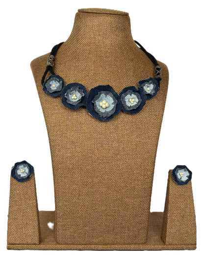 Liana Denim Necklace & Earrings set