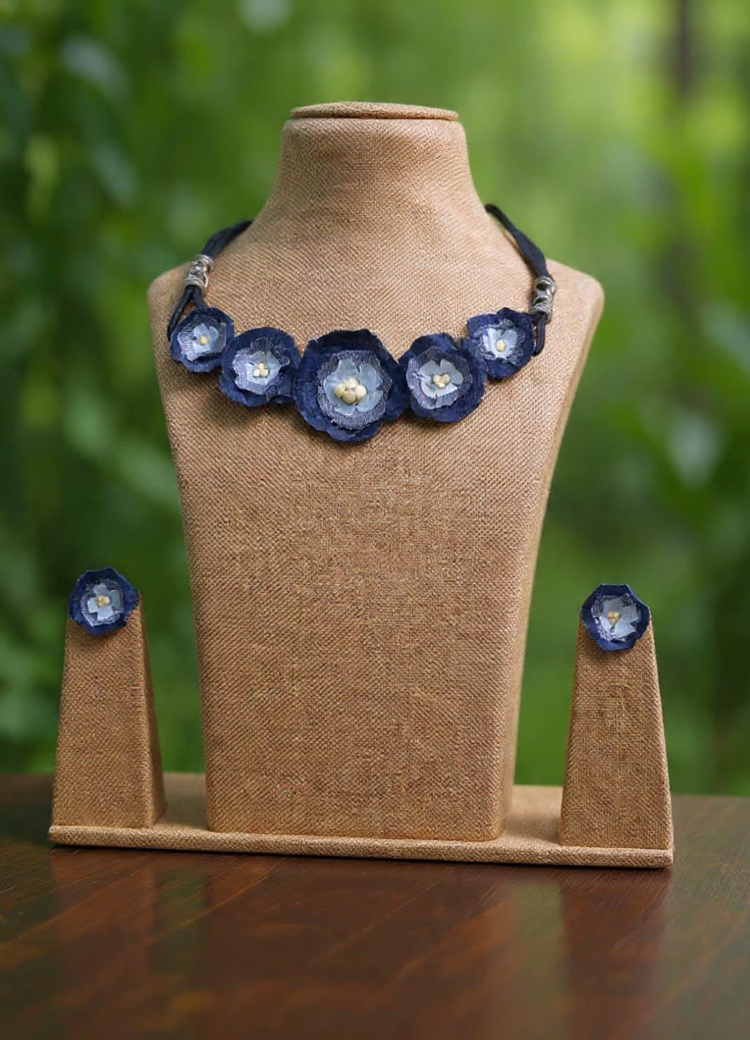 Liana Denim Necklace & Earrings set