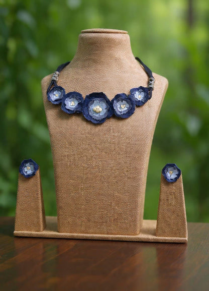 Liana Denim Necklace & Earrings set
