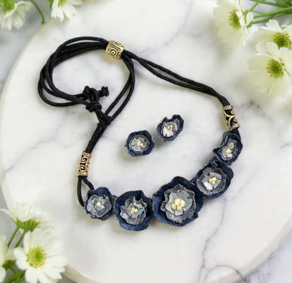 Liana Denim Necklace & Earrings set