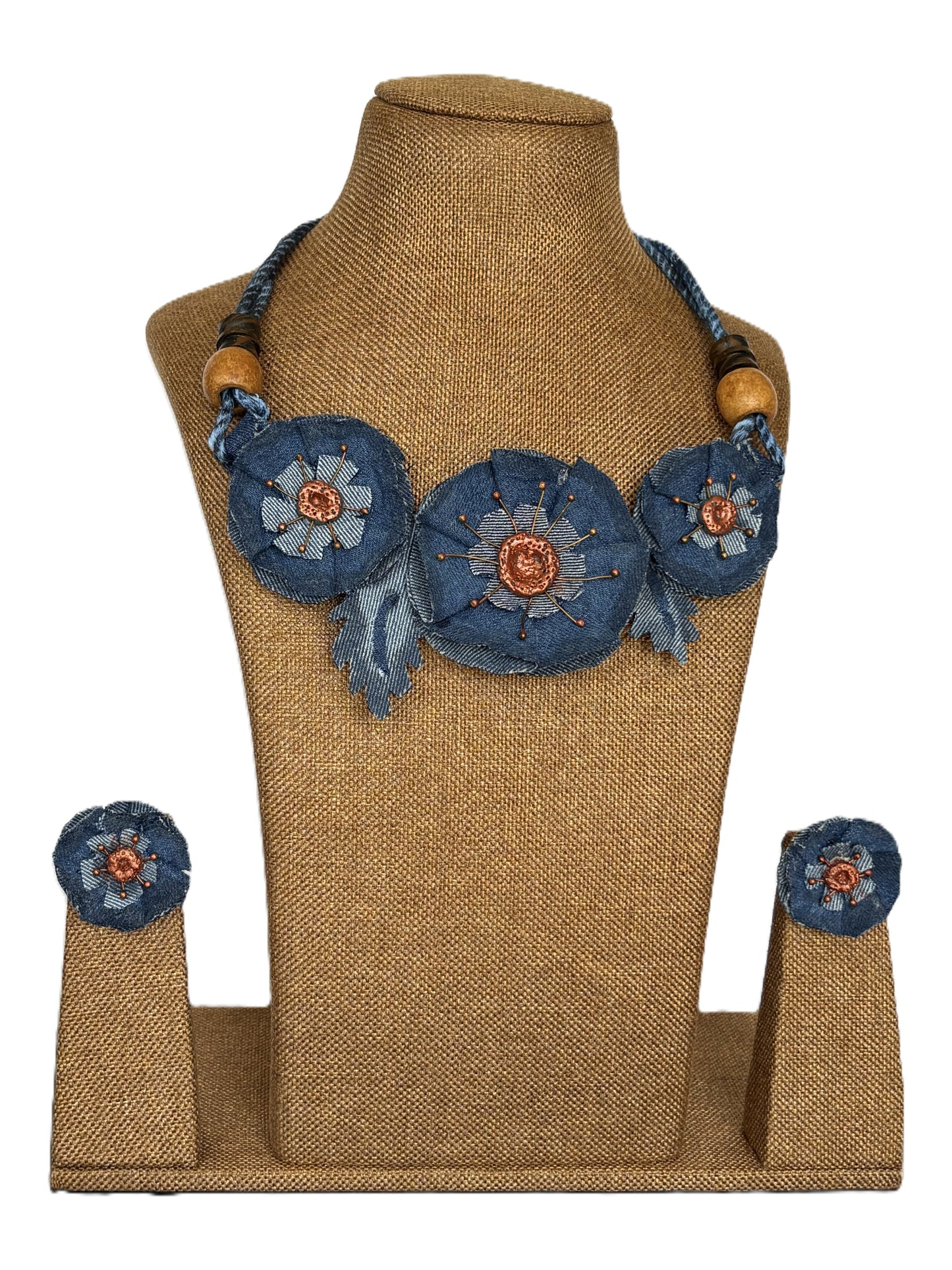 Amira Denim Necklace & Earrings set