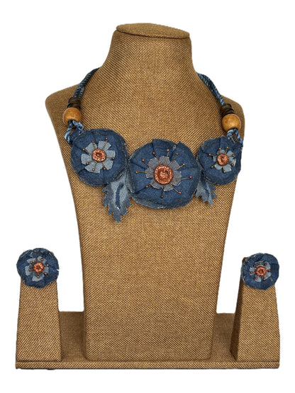 Amira Denim Necklace & Earrings set
