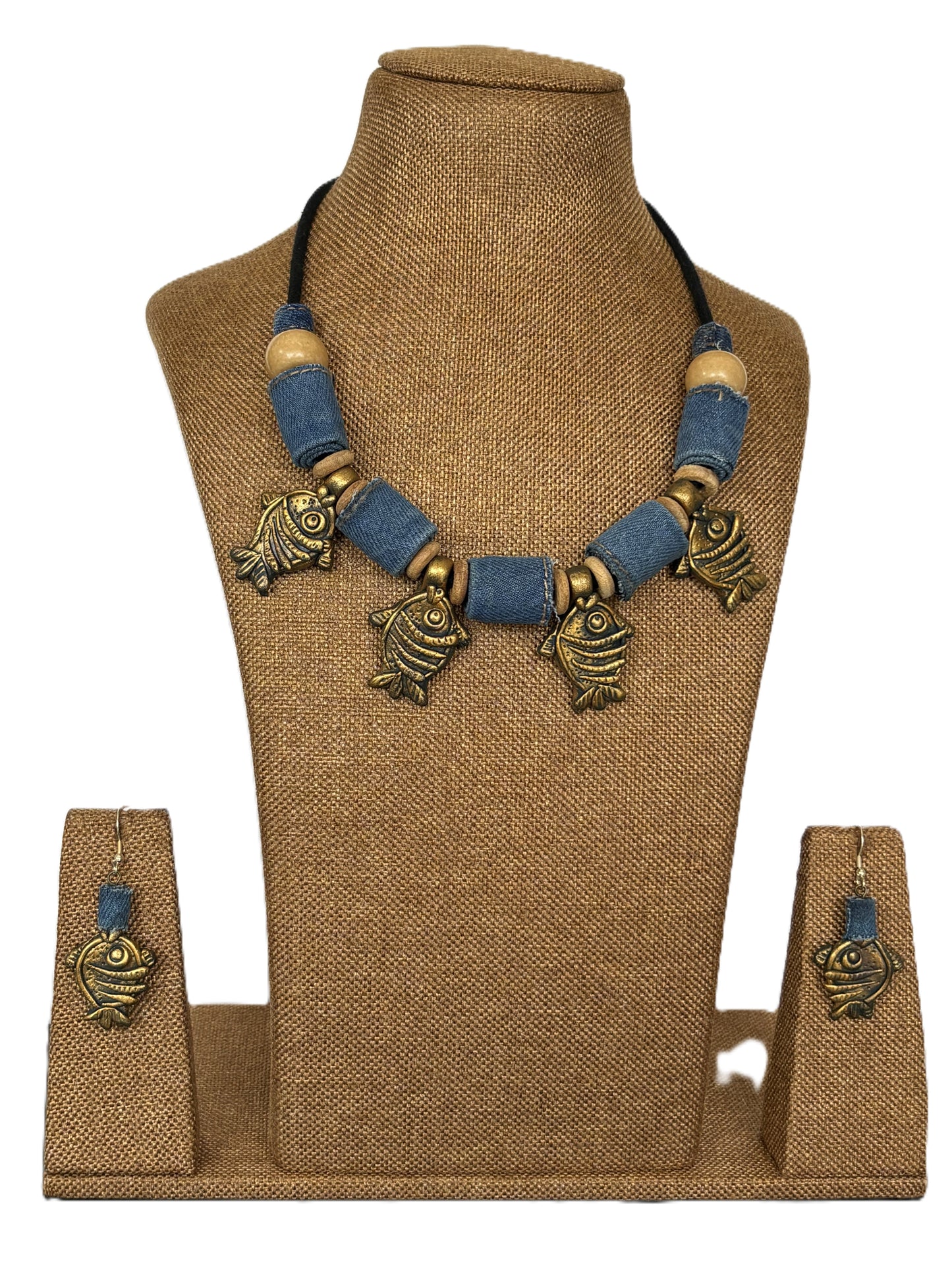 Ophelia Denim Necklace & Earrings set