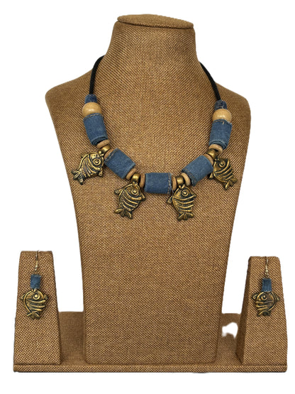 Ophelia Denim Necklace & Earrings set