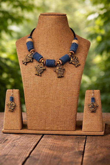 Ophelia Denim Necklace & Earrings set