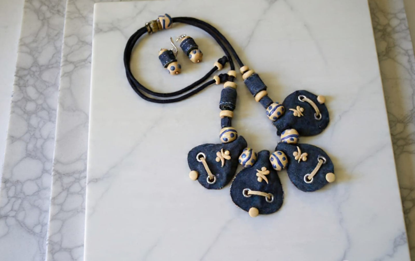 Juliana Denim Necklace & Earrings set