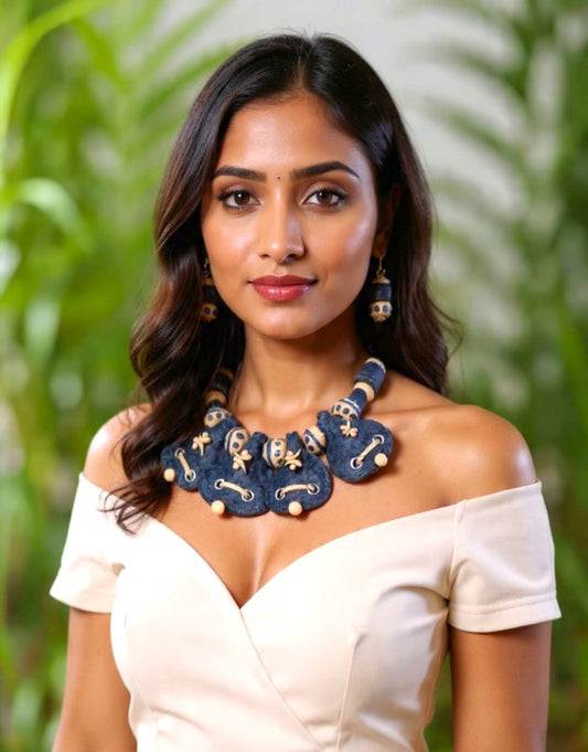 Juliana Denim Necklace & Earrings set