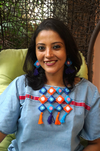Baishali Mirror work Necklace & Earrings set