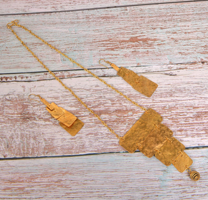 Bhuvika Contemporary Dokra Necklace & Earrings set