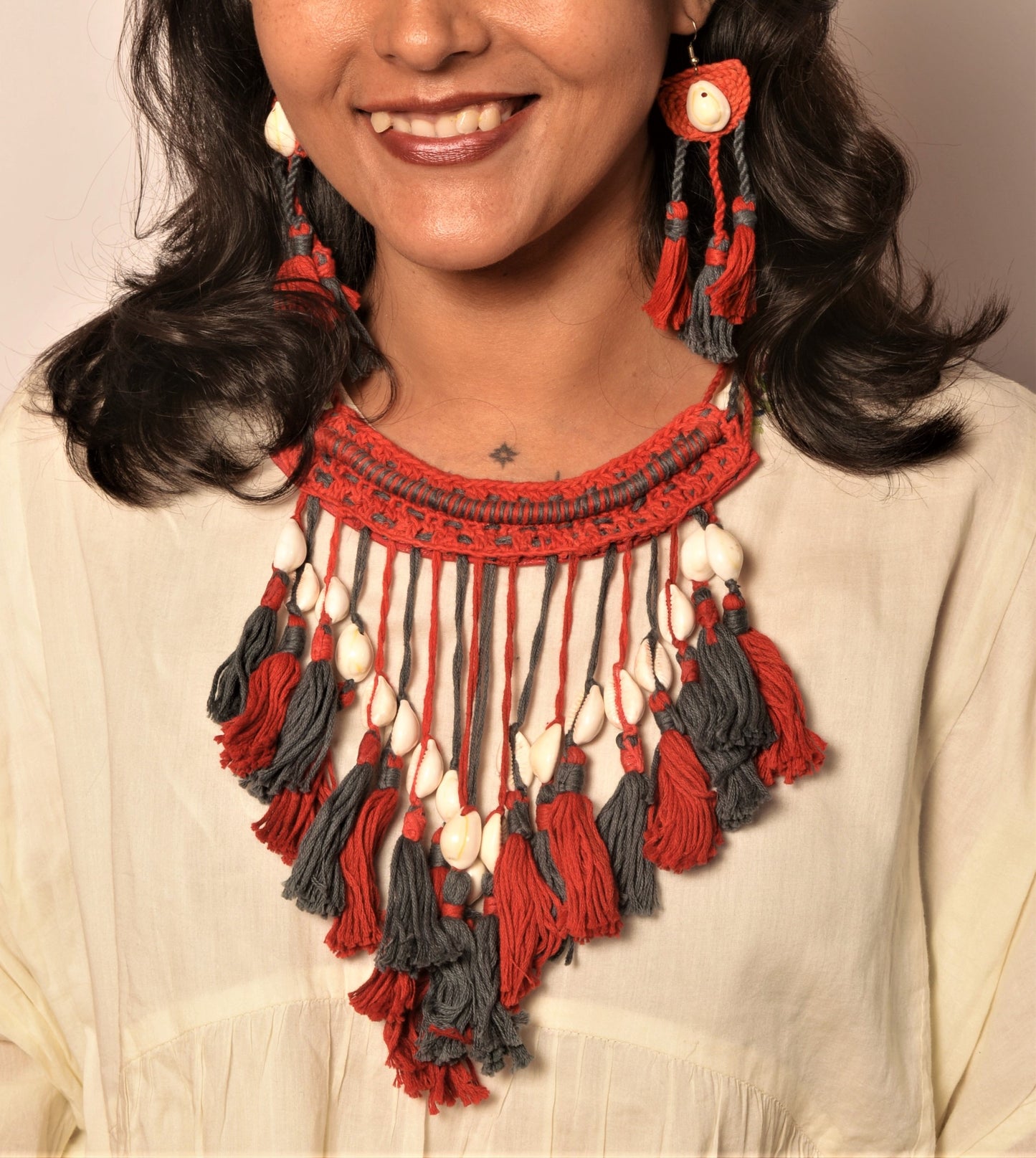 Abheri Fabric Necklace & Earrings set