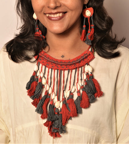 Abheri Fabric Necklace & Earrings set