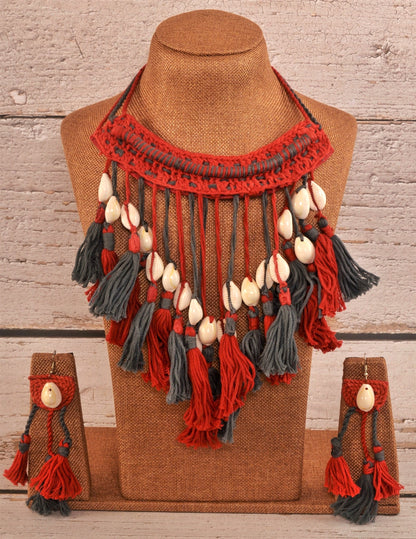 Abheri Fabric Necklace & Earrings set
