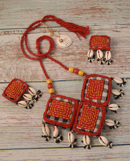 Abhigna Fabric Necklace & Earrings set