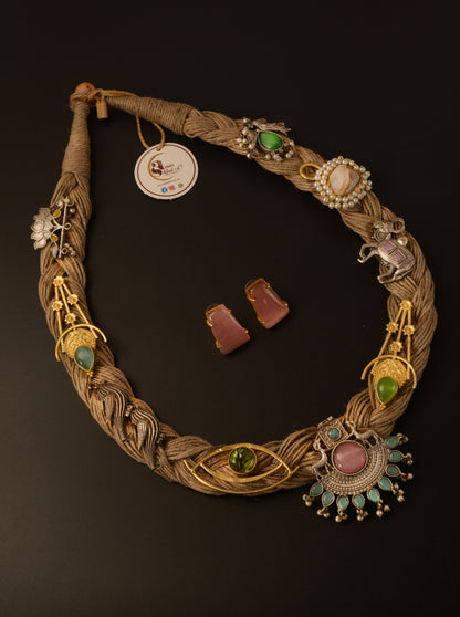 Ajaya Jute Ornamental Necklace & Earrings set