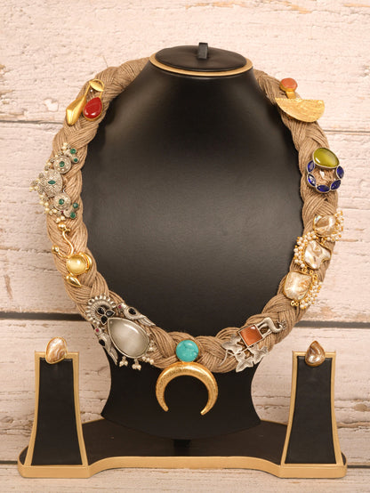 Aishani Jute Ornamental Necklace & Earrings set