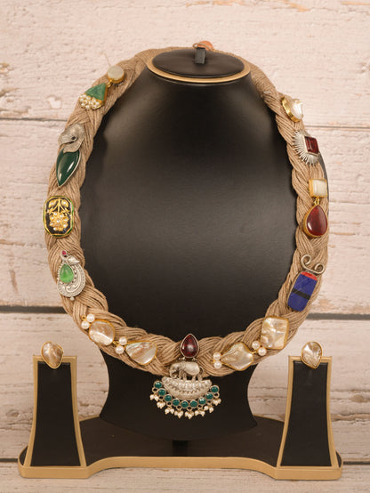 Amita Jute Ornamental Necklace & Earrings set