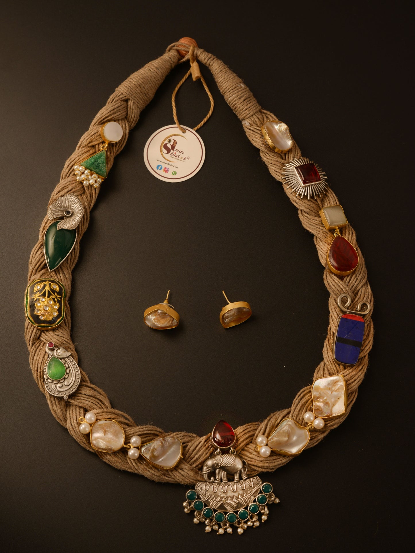 Amita Jute Ornamental Necklace & Earrings set