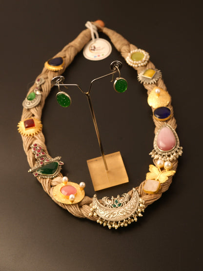 Agrima Jute Ornamental Necklace & Earrings set