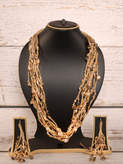 Ambalika Jute & Shell Necklace & Earrings set