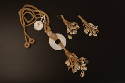 Amarta Jute & Shell Necklace & Earrings set