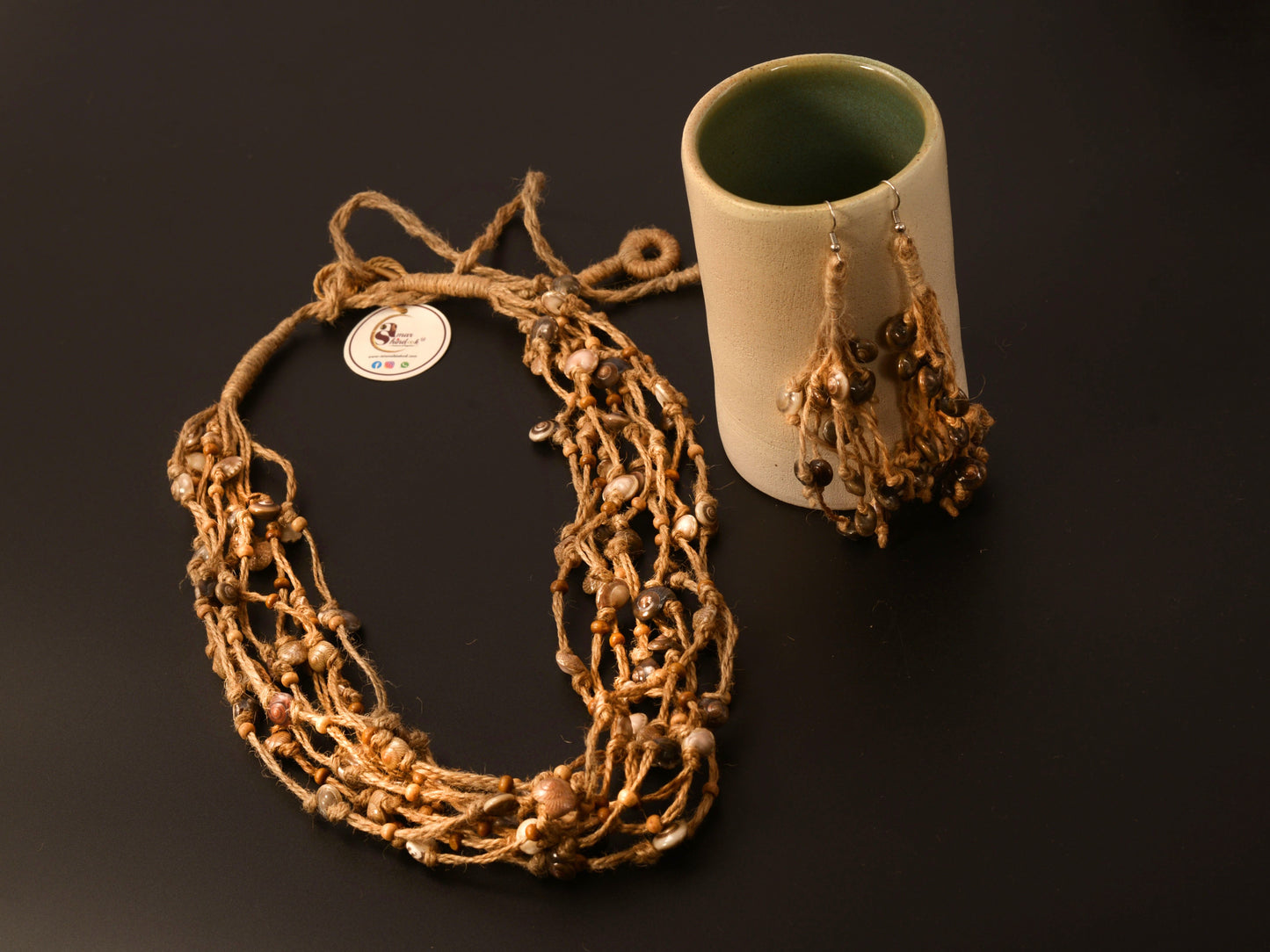 Ambalika Jute & Shell Necklace & Earrings set