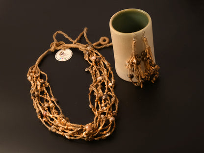 Ambalika Jute & Shell Necklace & Earrings set