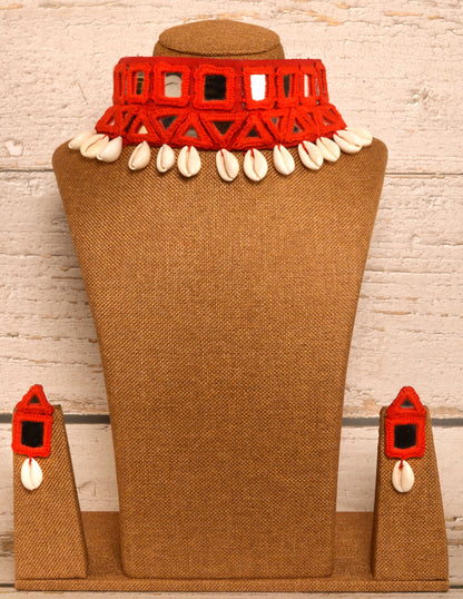 Anamika Mirror work Necklace & Earrings  set