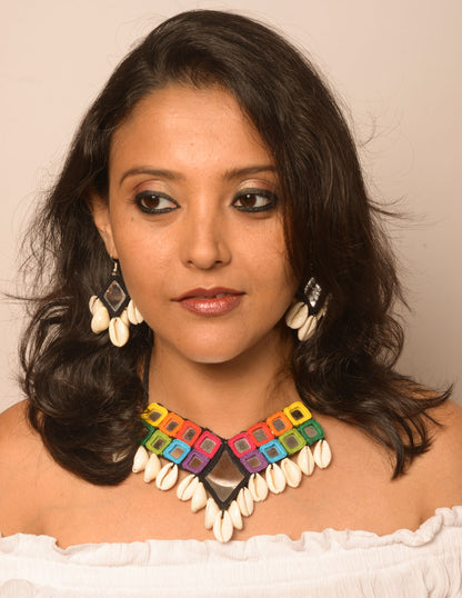 Baidehi Mirror work Necklace & Earrings  set