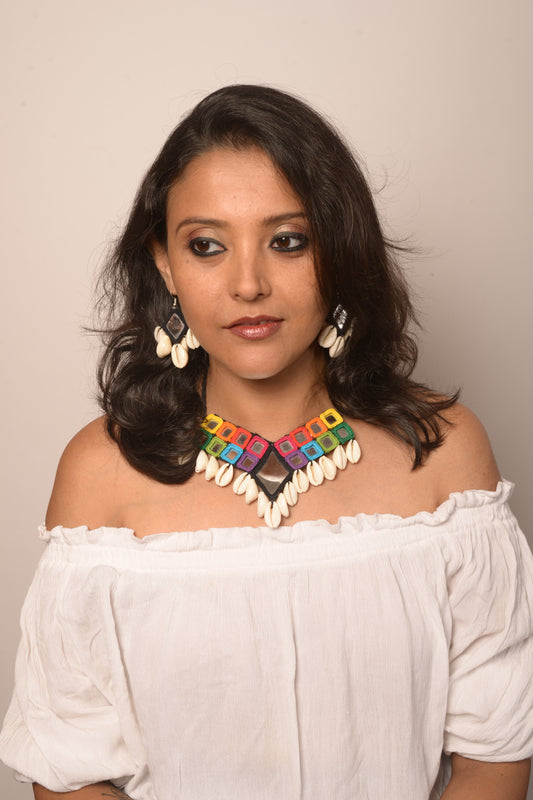Baidehi Mirror work Necklace & Earrings  set