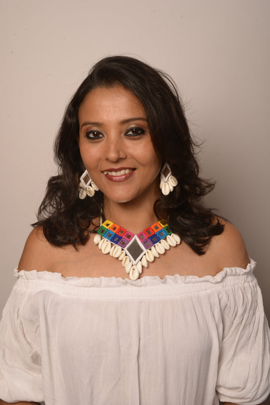 Anandita Mirror work Necklace & Earrings  set