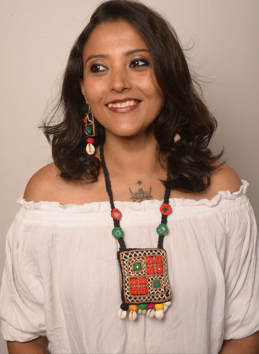 Chandraja Mirror work Necklace & Earrings  set