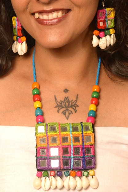 Banani Mirror work Necklace & Earrings set