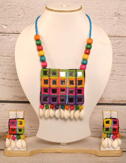 Banani Mirror work Necklace & Earrings set