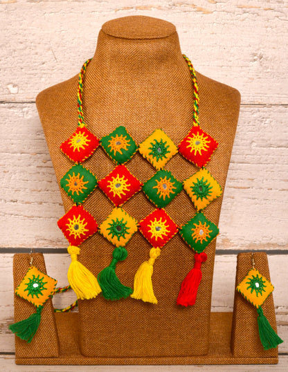 Charulata Mirror work Necklace & Earrings  set
