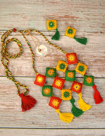 Charulata Mirror work Necklace & Earrings  set