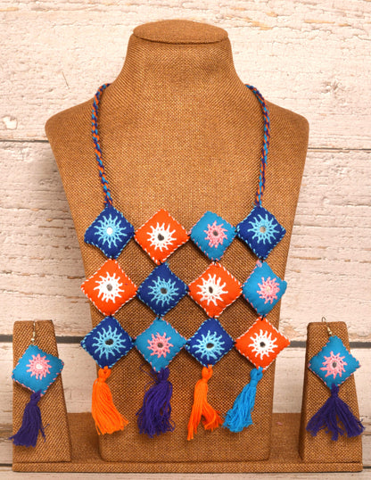 Baishali Mirror work Necklace & Earrings set
