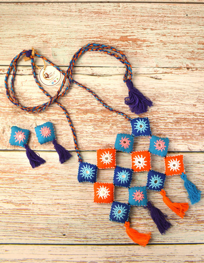 Baishali Mirror work Necklace & Earrings set