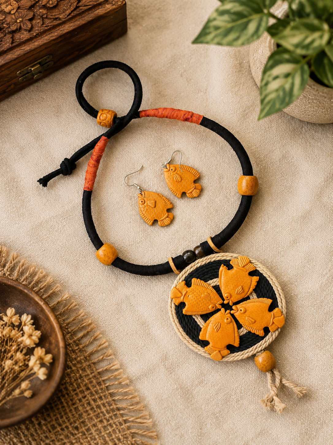 Niva Poly Ceramic Necklace & Earring set