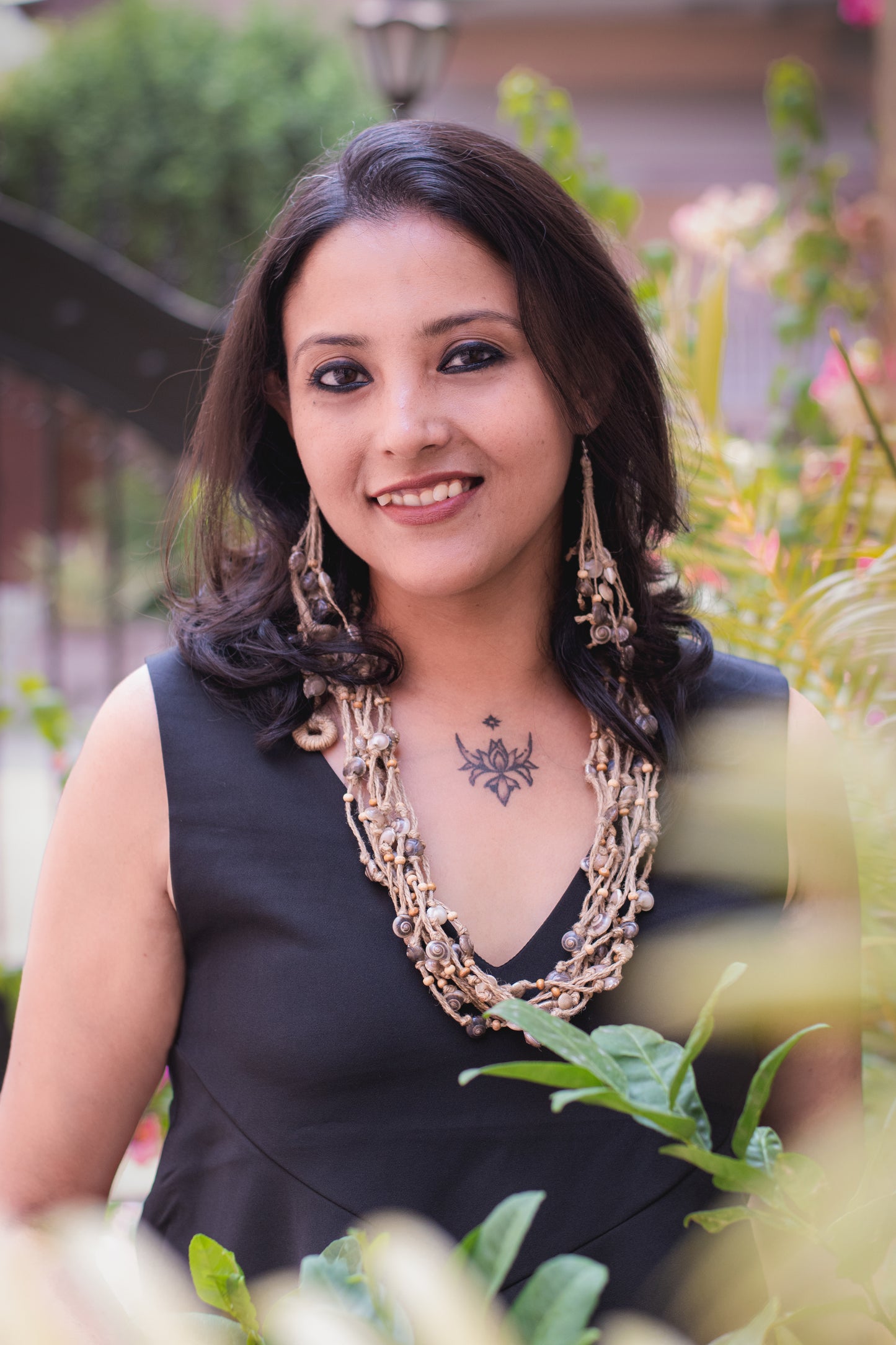 Ambalika Jute & Shell Necklace & Earrings set