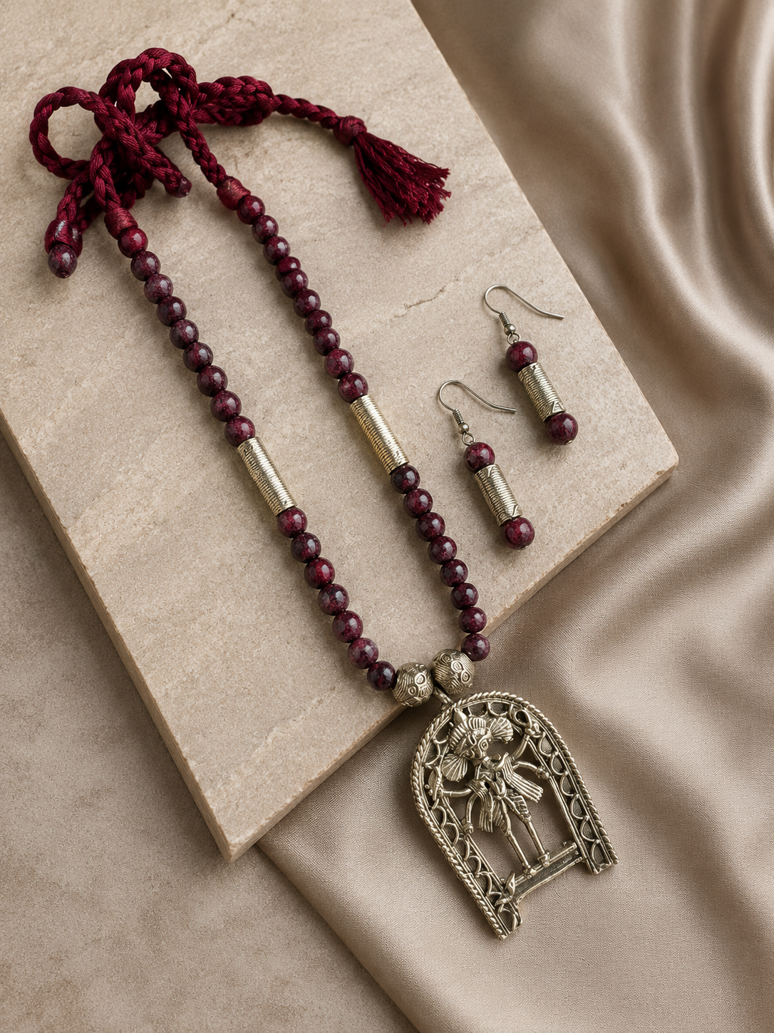 Manya Ganesha Dokra Necklace & Earrings  set