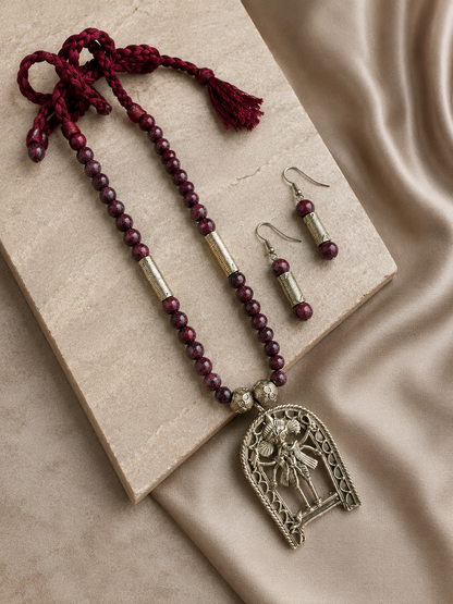 Manya Ganesha Dokra Necklace & Earrings  set