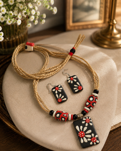 Nirvi Poly Ceramic Necklace & Earring set