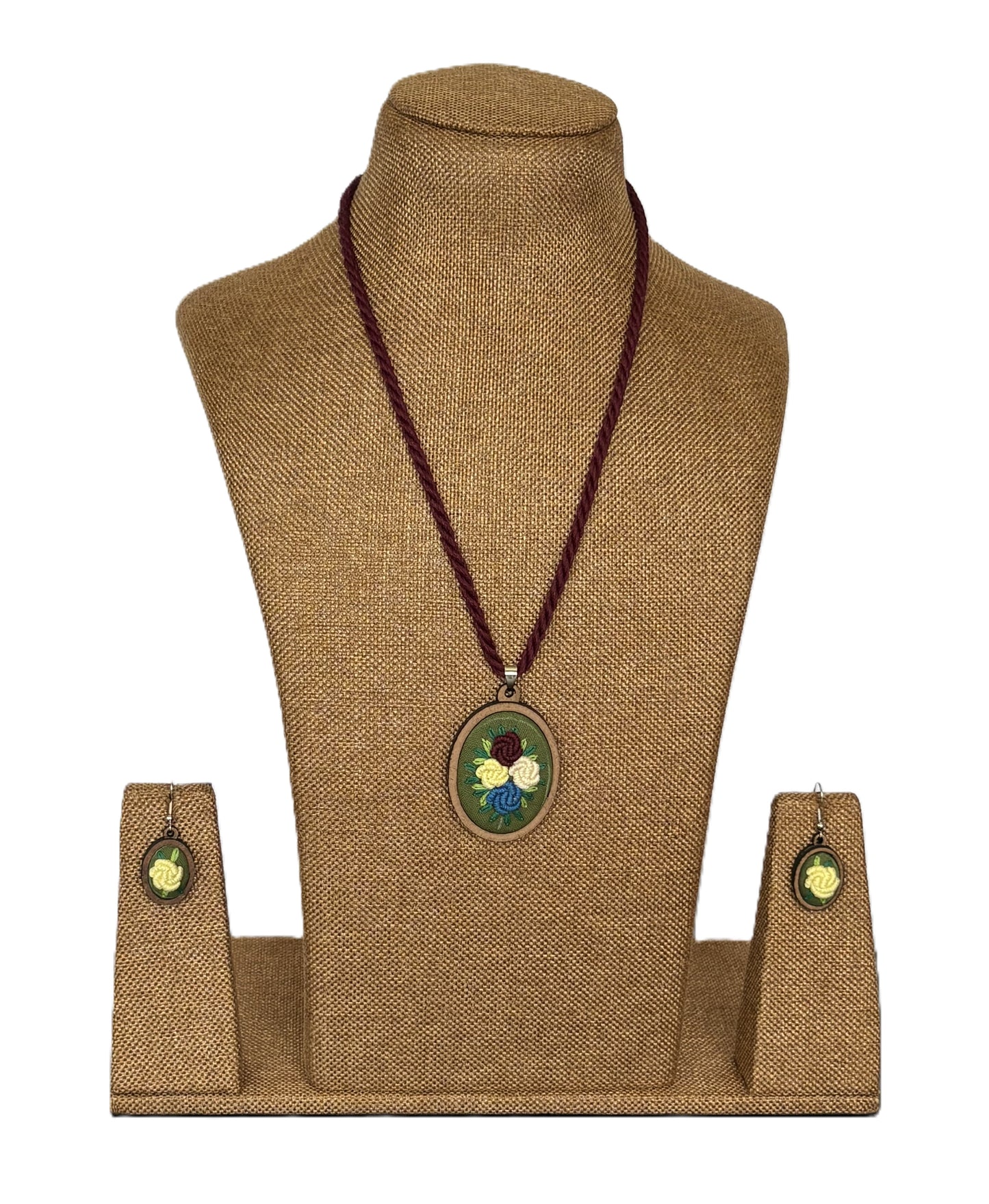 Naisha Embroidered Fabric Necklace & Earrings set