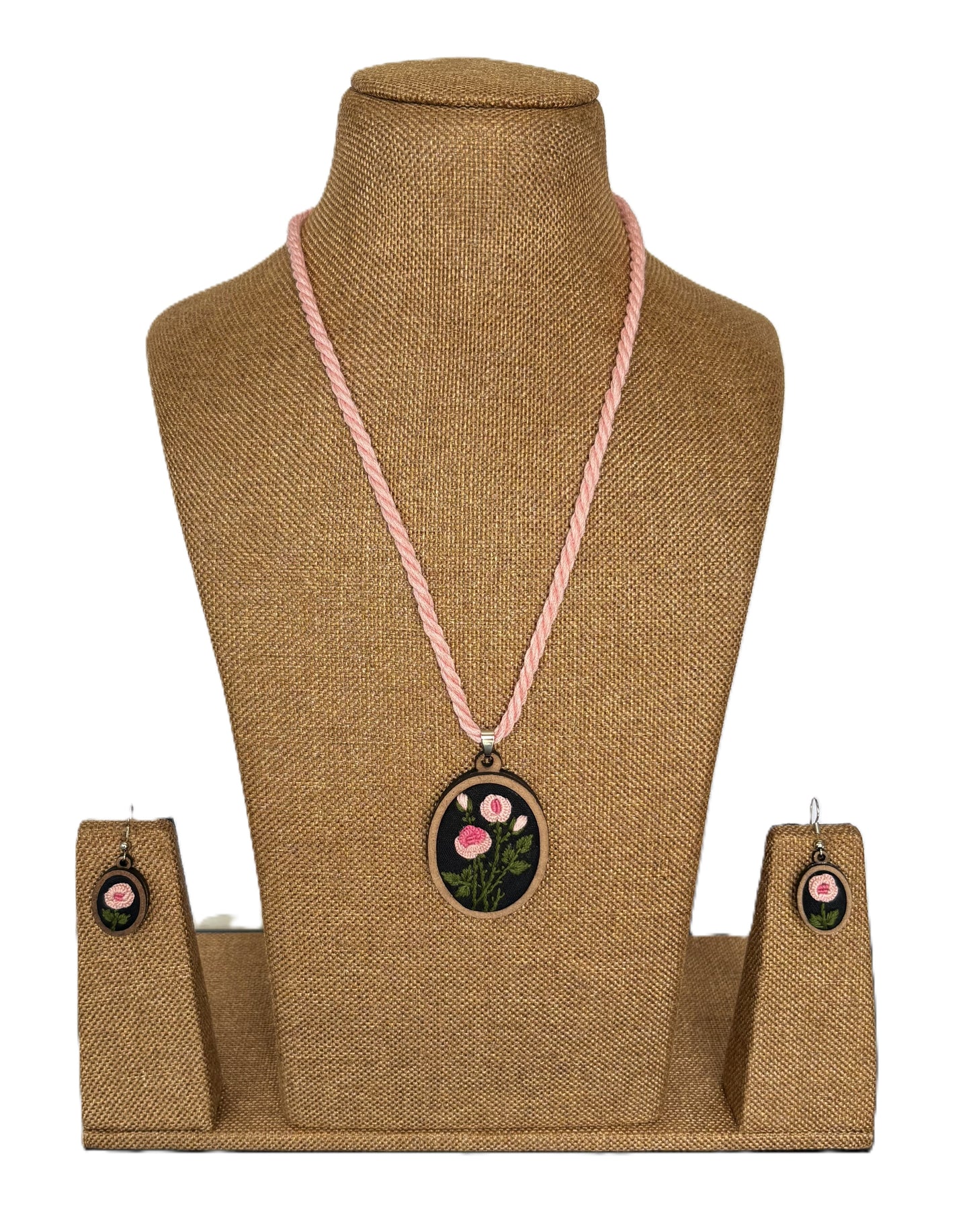 Adya Embroidered Fabric Necklace & Earrings  set