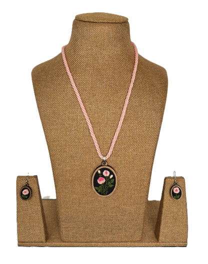Adya Embroidered Fabric Necklace & Earrings  set