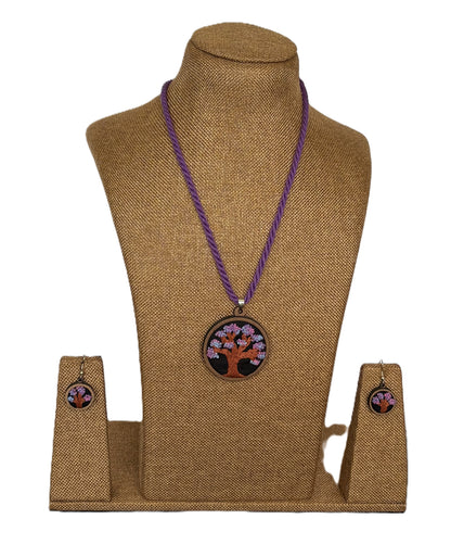 Bluma Embroidered Fabric Necklace & Earrings set